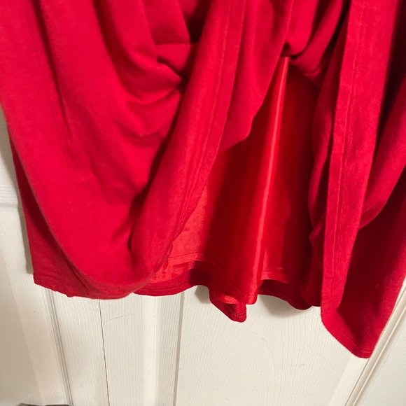 Express Womens Red Sleeveless Cinched Waist Stretch Jersey Dress Medium - Picture 3 of 7